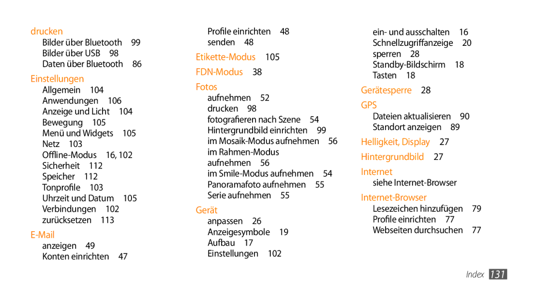 Samsung GT-S5250HKADBT, GT-S5250HKAEPL manual 112, Profile einrichten 48 senden  